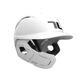 TUCCI Potenza Batting Helmet with Jaw Flap, S/M, Matte White, Left-Handed Hitter