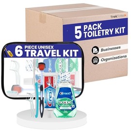 TrekTote Travel Toiletry Kit, 6 Piece Unisex Set, 5 Pack
