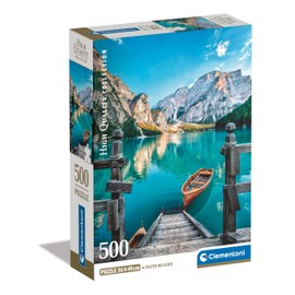Clementoni Jigsaw Braies Lake Collection-500 Pieces-Poster Included, Puzzle for Adults 14-99 Years, Gift for Men/Women, Italian Landscape, Made in Italy, 35538, Multicolor