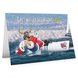 STREET SANTA - Sailing Christmas Card - Large A5 Card Size - Funny Humour - Made in the UK - Can't Wait For The Christmas Sails - For Him or Her who like Boats
