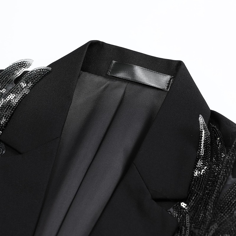 Cloudstyle Men's Wedding Sequin Wing Stage Clothes Premium Suit Jacket