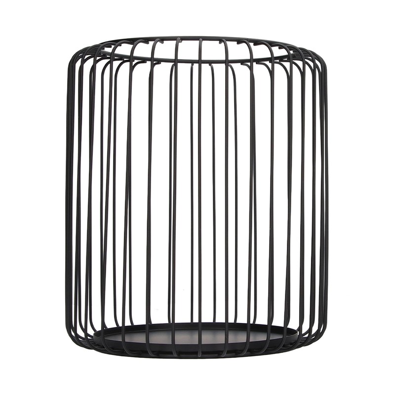 Cage Candleholder Set Matte Black Metal Cylinder Modern Simple Bird