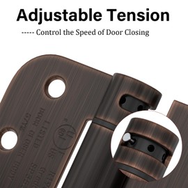 Haidms Self Closing Door Hinges 3Pack Spring Door Hinges 4Inch Oil Rubbed Bronze Door Closer Hinge Self Closing with 5/8" Radius Corner Heavy Duty