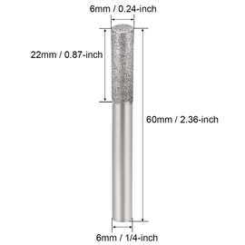 sourcing map Diamond Burrs Grinding Drill Bits for Carving Rotary Tool 1/4-Inch Shank 6mm Cylindrical 150 Grit 5 Pcs