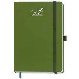 BEZEND 2025 Diary A5 Hardcover. Weekly Note Calendar & Pocket Planner from Jan - Dec 25, Diary 2025 with 120 g/m² Paper & Dotted Note Pages - Olive Green
