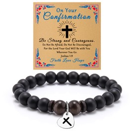 Christian Gifts for Men Beaded Bracelet Baptism Gifts for Boys Confirmation First Communion Baptism Religious Easter Gift for Boyfriend Husband Dad Uncle Motivational Bible Verse Jewelry Bracelet