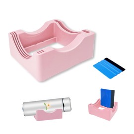 HealthSTE Silicone Cup Cradle for Crafting Non-Slip Tumbler Holder with Built-in Slot & Felt Edge Squeegee Tumbler Stand Use to Apply Vinyl Decals Suit for Glass Cups Mug (Pink)