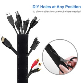 [6 Pack] JOTO Cable Management Sleeve Cord Management System for TV/Computer/Home Entertainment, 19-20 Inch Flexible Cable Sleeve Packaging Cover Organizer - Black, JT-08362256