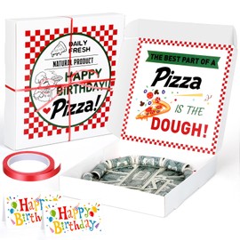 Feifeiya Feifeiya 2 Pcs Birthday Pizza Money Box for Cash Gift 10x10 Pizza Boxes Money Holder Fun Gift for Surprise Funny Special Happy Birthday Party Celebrations (Cash Not Include)
