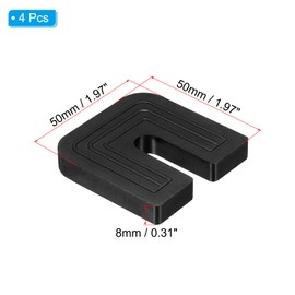 PATIKIL Rubber Buffers, Pack of 4 U-shaped Anti-Vibration Pads, 1.97 x 1.97 x 0.31 inches, Shock Absorbing Mats for Mini Split Air Conditioning, Condenser, Air Compressor, Generator, Machines, Black