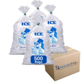 8LB Ice Storage Bags – 500 Bags - 10"x20" - 1.35 mil – Bulk Plastic for Freezer, Ice Machine, Bag of Ice, Reusable Use, Commercial Ice Bags for Ice Storage, Bagging & Transport