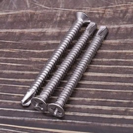 #10 x 3 Flat Phillips Drive Head Self Drilling Screws for Metal, 410 Stainless Steel Sheet Metal Tek Screws, Countersunk Head, Quick Self Tappers for Indoor Outdoor, 25 pcs