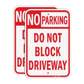 GicnKeuz Large Do Not Block Driveway Sign, 18x12 Inches No Parking Signs,Reflective Aluminum, Fade Resistant/Waterproof, Indoor or Outdoor Use (2-Pack)