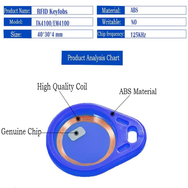 AOAMZ 100 x RFID Badge 125 kHz Key Fob EM4100