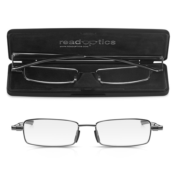 Read Optics Flache klappbare Brille +2,5. Stilvolle, nicht verschreibungspflichtige Lesebrille für Damen und Herren, einfach klappbar, mit schwarzem Schutzetui