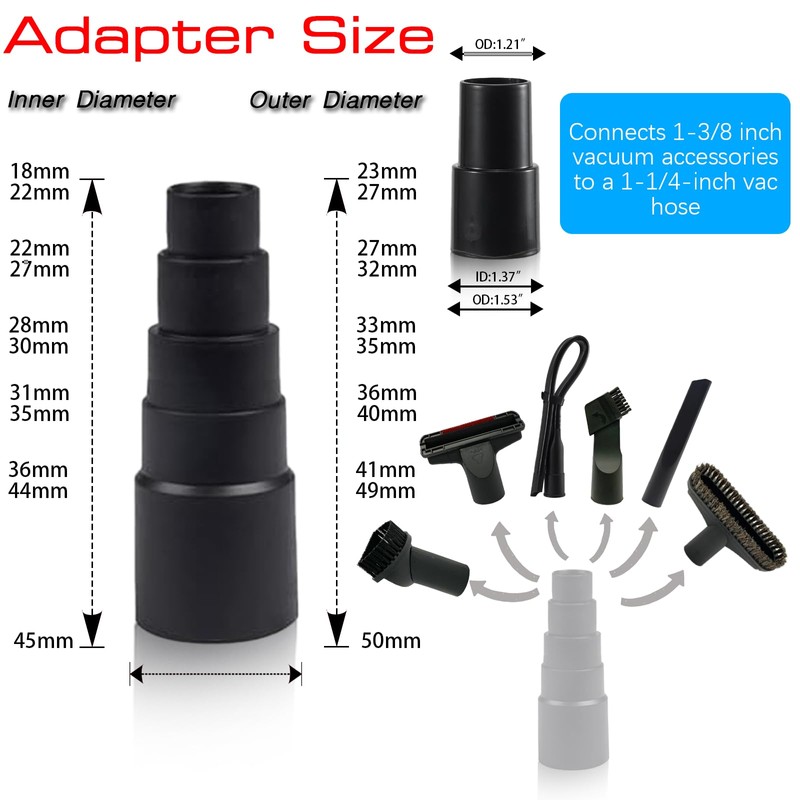 PRETEC Wet Dry Shop Vac Attachments Brushes for Vac Accessories,