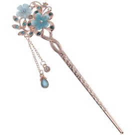 Vintage Hair Stick Opal Hair Sticks Hair Chinese Hair Pins Old Hair Clip (Blue) 1 Piece (Pack of 1)