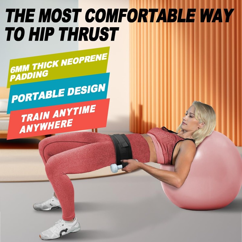 CRAZYROPE Hip Thrust Belt for Dumbbells, Hip Thrust Pad Hip
