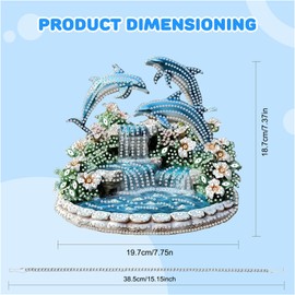 HEIBAGO Hängend Diamond Painting Für Erwachsene, 5D DIY Delphin Besonders Geformt Diamant Painting Anhänger Ornament, Brunnen Kristall Strasssteine Diamond Painting Fensterbilder für Wanddekor