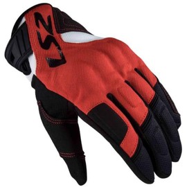LS2 Guantes de Motociclista Vel Silva Textil, Táctiles, con Protectores de Nudillos, Negro/Rojo (Rojo, X-Large)