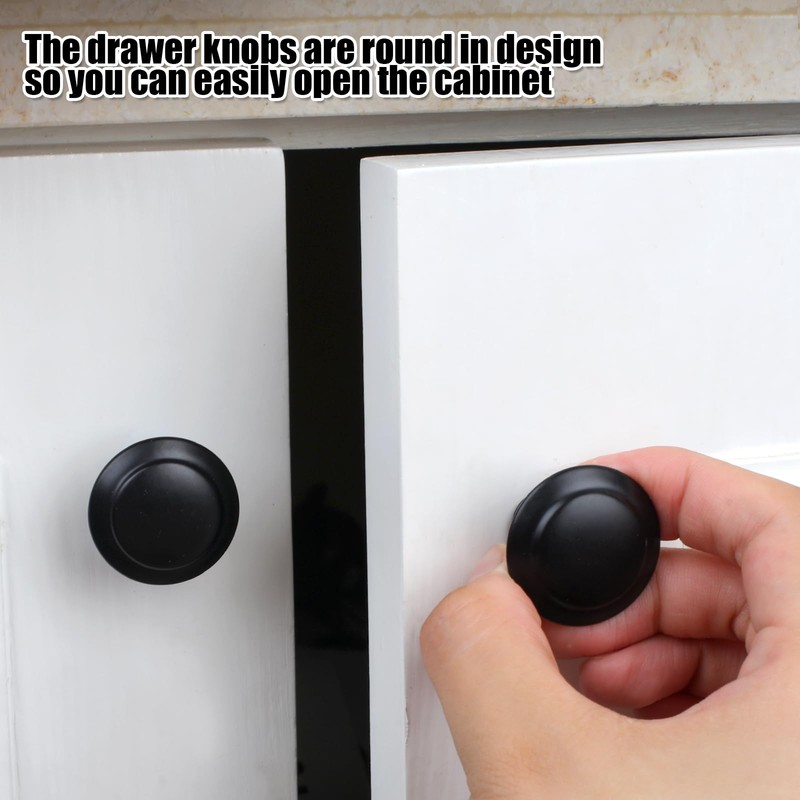Romeda 18 Pieces Drawer Knobs, 30mm Black Cabinet Knobs, Drawer