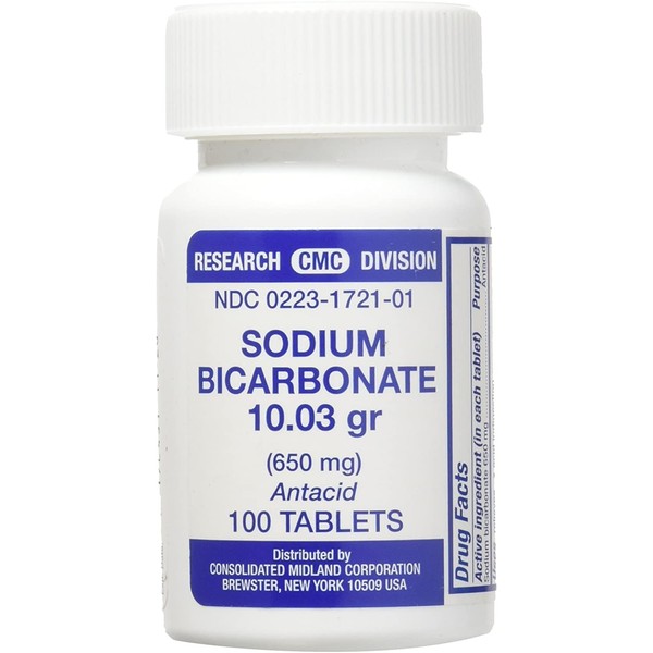 Sodium Bicarbonate Antacid (650mg) - 100 Tablets