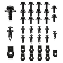 FJSENR 35PCS Black Clip Set for Automotive - Engine Splash Shield, Front Bumper, Fender & Splash Shield Clips for Undercarriage Cover, Body Bolts & Liner with Rivets