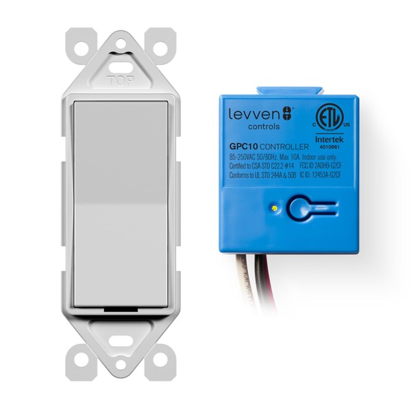 Levven Single-Pole On/Off Wireless Switch and Receiver Kit - Decorator-Style