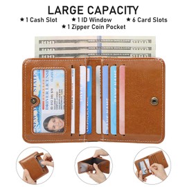 LEEXTON Women's Small Purse with RFID Protection, Mini Short Purse Women Leather with Zip Wallet, Exquisite Coin Compartment Wallet, light brown, rfid wallet