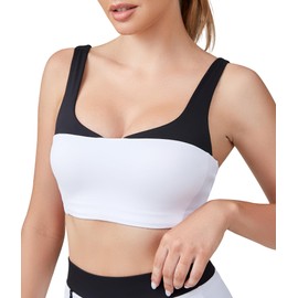 Mustcan Women Square Neck Built in Pads Sports Bra - U Back Yoga Workout Basic Crop Tops-W