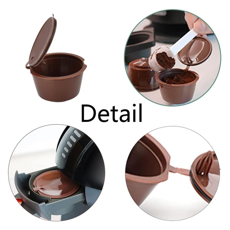 Reusable Coffee Pods,6 Pieces of Coffee Capsule Cups, with 1