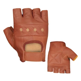 MARIB LEATHER HALF FINGER CYCLING WHEELCHAIR GYM BUS DRIVING WEIGHT LIFTING GLOVE (Brown, Small)