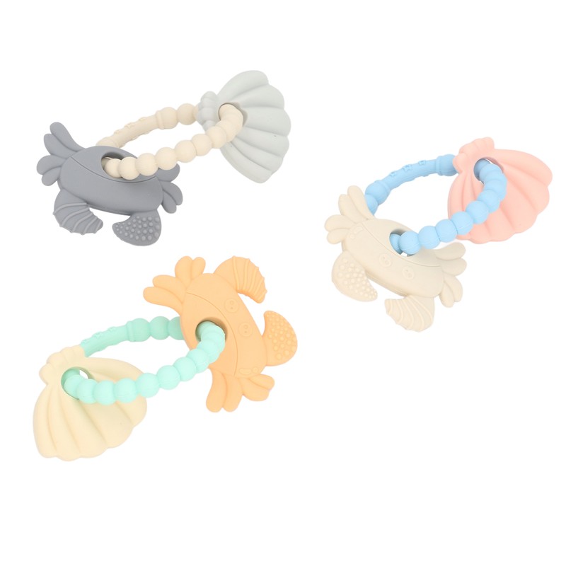 3pcs Silicone Shell Teething Ring Soothes Gum Soreness Crab Shell