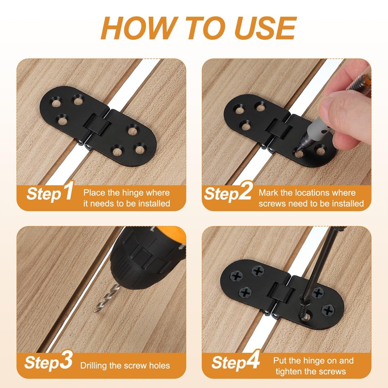 sourcing map Folding Table Flip Hinge 3" x 1", 180