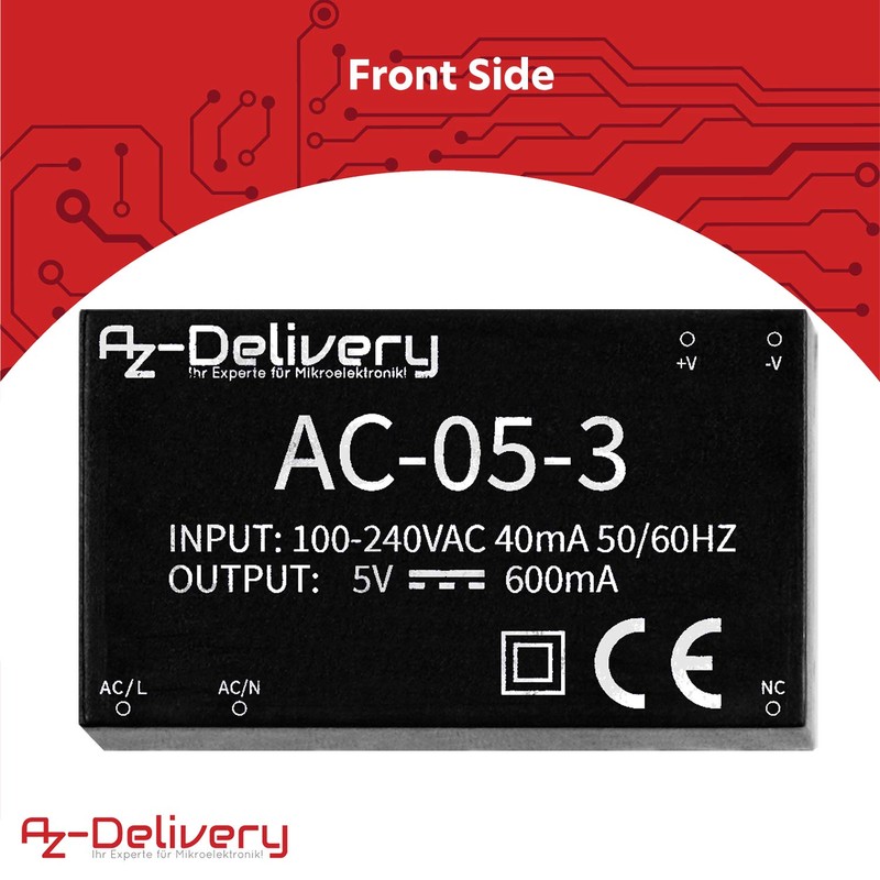 AZDelivery 5 x 220V to 5V Mini Power Supply Module