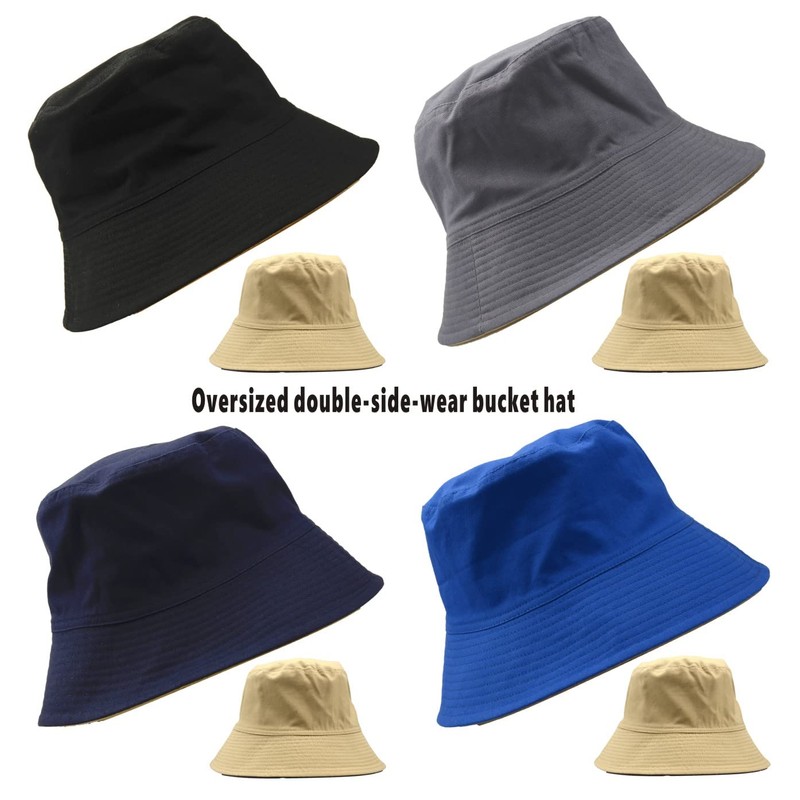 RF Big Size Bucket Hat Reversible 61-65cm Cap (100% Cotton)