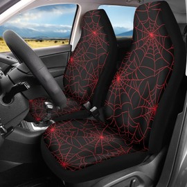 KEIAHUAN Red Spider Web Car Seat Covers Front Seat Only Washable Breathable Universal Auto Front Seats Cover Car Interior Accessories Fits for Car,SUV Sedan,Truck 2 Piece