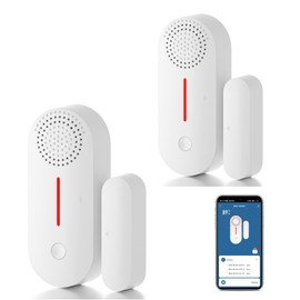 WiFi Door Sensor Alarm: Smart Door Sensor with 90db Real-time Alarm, App Notification, Wireless Door Open Contact Sensor for Home Security Burglar Alert Compatible with Alexa Google Home (2pack)