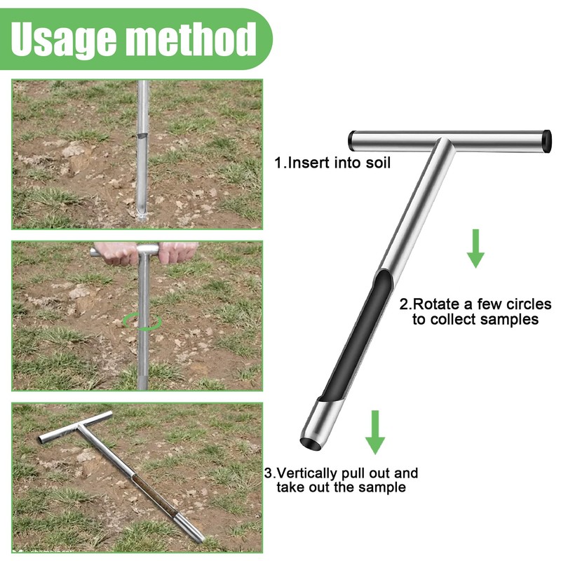 12 Inch Stainless Steel Soil Probe Rod with T Handle,