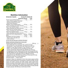 Nature's Plus NaturesPlus Source of Life Garden Organic Vitamin B12-1000 mcg methylcobalamin - Active and Vegan Vitamin B12 Supplement - Gluten Free - 60 Capsules