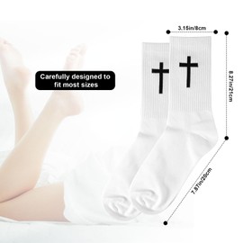 Mikovivi Cross Socks for Men and Women, Soft Breathable Christian Prayer Socks Cotton Stocking with Jesus Faith, Religious Gifts for Father, Husband, Friends, Teenagers, white / black