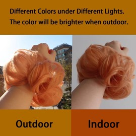 iLUU 2pcs/pack Peach Color Messy Hair Bun Extensions Chignons Fashion Style Hair Synthetic Friendly Fiber Hairpieces Hair Scrunchie Scrunchy Updo Hairpiece Wig for Women Girls Party Use