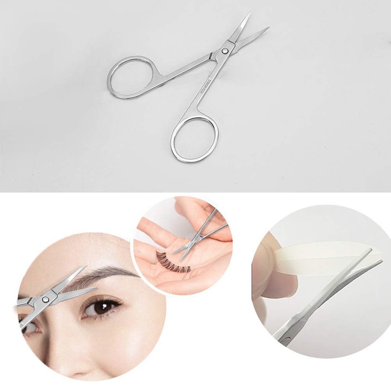 Eyebrow Scissors and Three Eyebrow Brushs,Nose Beard Trimming Scissors Eyelash