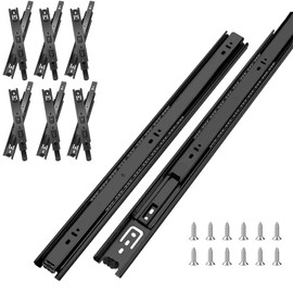 12 inch Drawer Slides 6 Pairs (12pcs) Full Extension Ball Bearing Drawer Slide 3 fold Full Stretch Side Mount Drawer Slides 100 LB Capacity Drawer Slide 12" Black