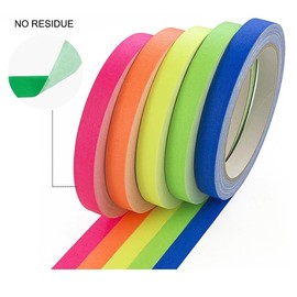 AISEY Neon Gaffer Cloth Tape, Fluorescent Colors Pro Gaff Tape Duct Tape UV Blacklight Glow in The Dark Tape for UV Party 0.6 inch x 16.5 feet, 5 Pack