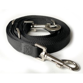 Leisegrün Kenmare Dog Lead 3 m for Medium Dogs, Adjustable Nylon Lead with 2 Carabiners, 3 Metres Long, Only 180 g Weight, Model Kenmare, Black