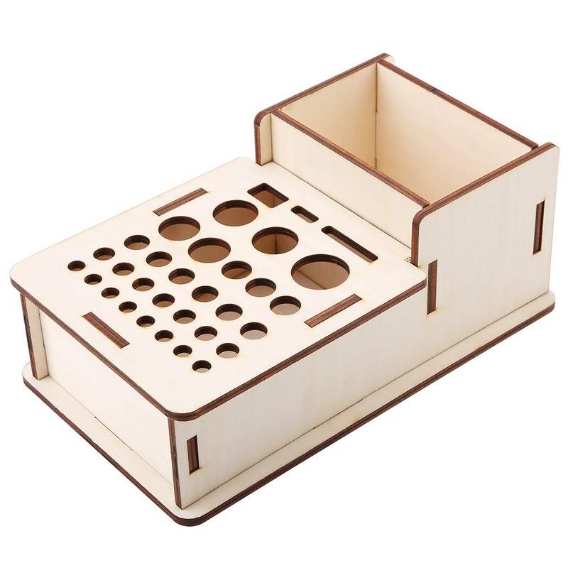 Multi Hole DIY Craft Tool Storage Wooden Holder Basswood Leather