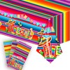 Qpout 3 Pieces Different Mexican Fiesta Tablecloth Disposable Plastic Table