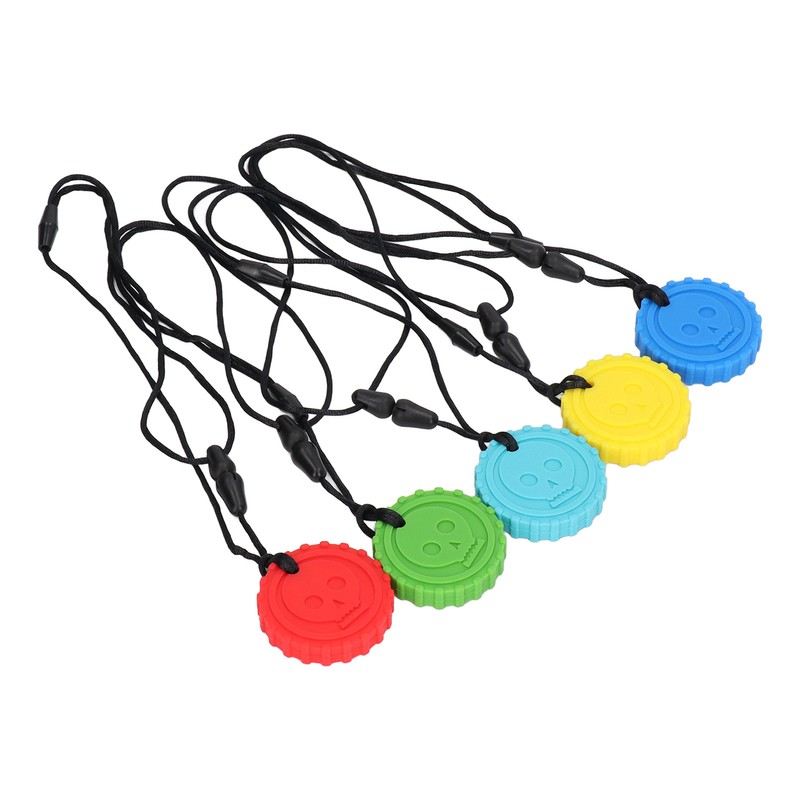 5pcs Teething Toys Silicone Skull Pattern Round Shape 5 Color