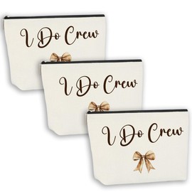 CHQIUCR 3PCS Luxury Wedding Emergency Kit: I Do Crew Makeup Bag with Waterproof Compartments, Bridesmaid Rescue Pouch for Makeup & Dress Repair